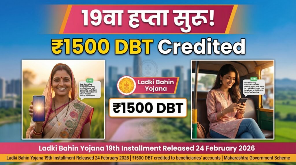 Ladki Bahin Yojana 19th Installment Released Today (24 Feb 2026) – ₹1500 DBT Credited Check Status Now